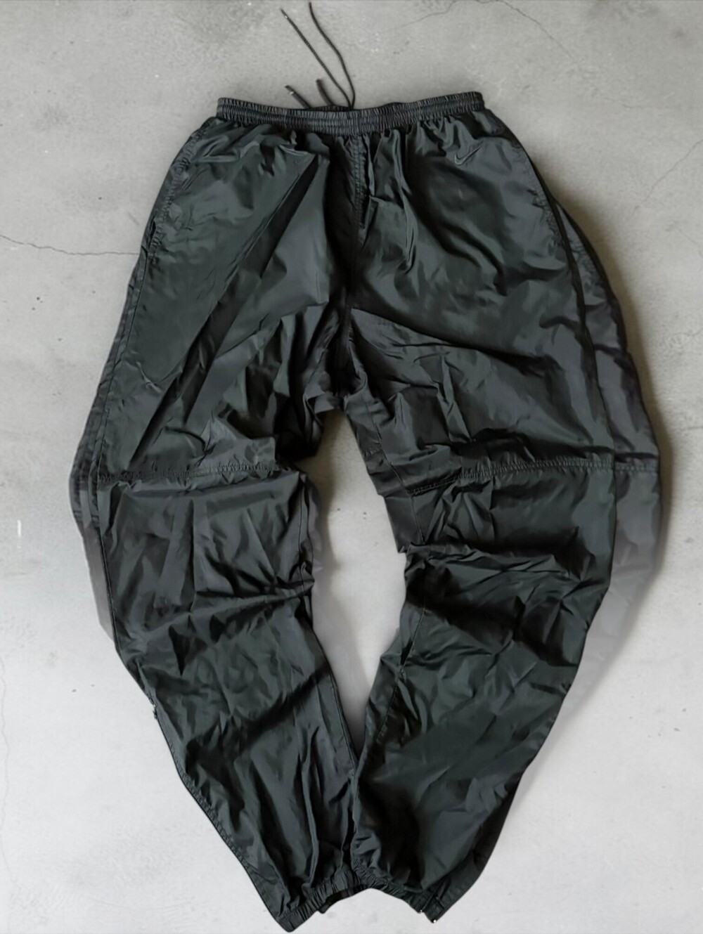 Vintage 90s Nike Windbreaker Track Pants Size Large All Black Drawstring Sporty